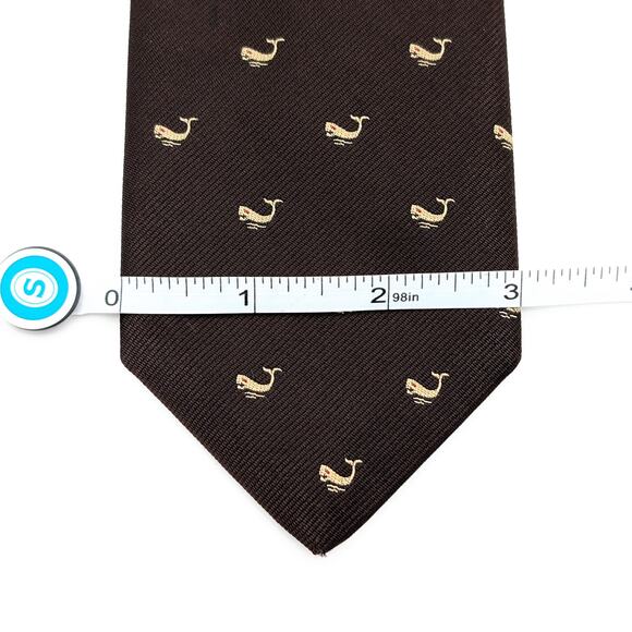 Vintage Silk Blend Repp Tie Novelty Whale Motif Brown Whimsical Nautical Retro - Picture 7 of 8